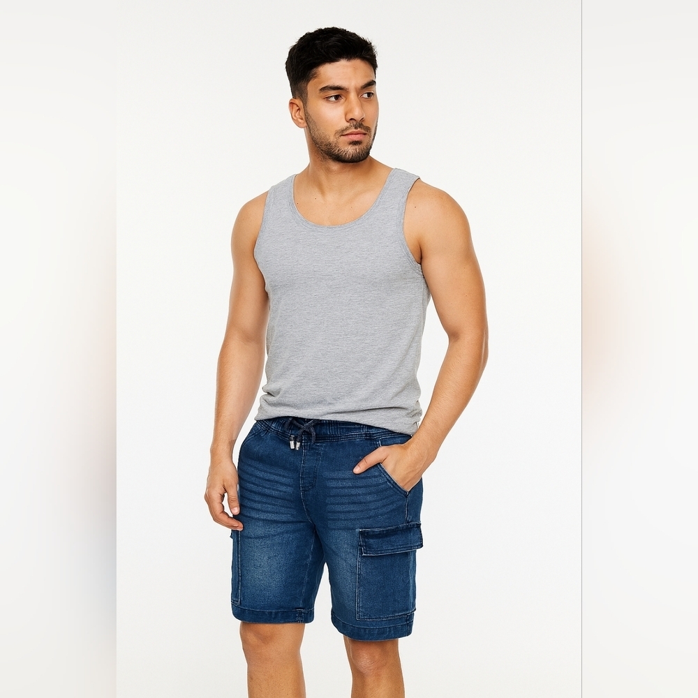 Men's Tahari Blue Denim Cargo Shorts Size M